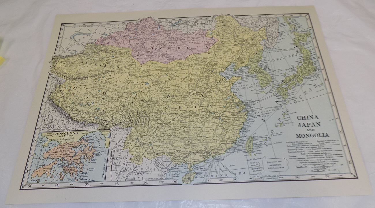 c1900 Antique COLOR Map /// CHINA, JAPAN, MONGOLIA | eBay